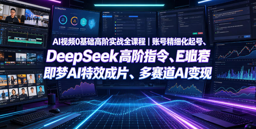 AI视频0基础高阶实战全课程|账号精细化起号、DeepSeek高阶指令、即梦AI特效成片、多赛道AI短视频量产变现-齐力副业