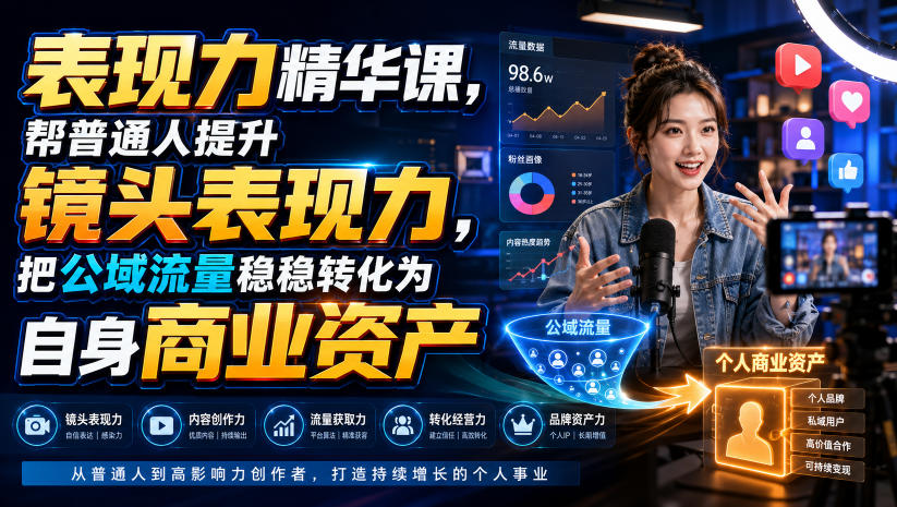 表现力精华课,帮普通人提升镜头表现力,把公域流量稳稳转化为自身商业资产插图 表现力精华课,帮普通人提升镜头表现力,把公域流量稳稳转化为自身商业资产插图