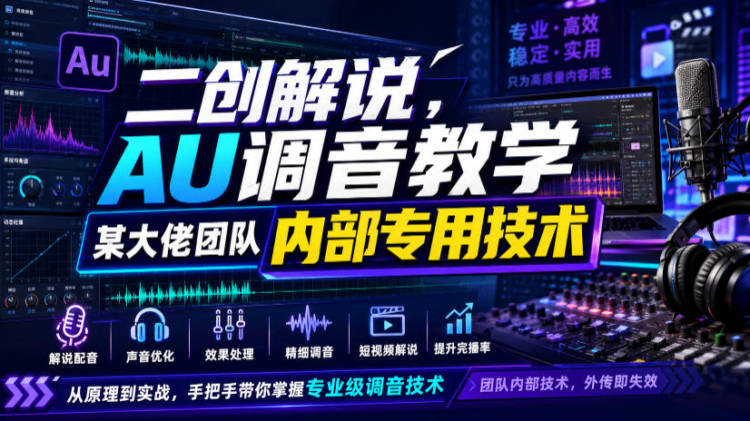 二创解说AU调音教学，某大佬团队内部专用技术-齐力副业