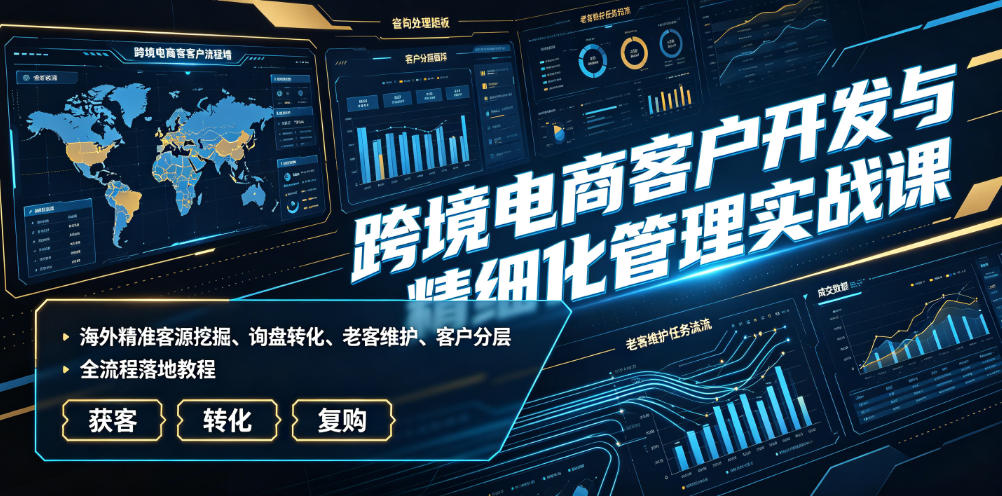 跨境电商客户开发与精细化管理实战课|海外精准客源挖掘、询盘转化、老客维护、客户分层全流程落地教程插图 跨境电商客户开发与精细化管理实战课|海外精准客源挖掘、询盘转化、老客维护、客户分层全流程落地教程插图