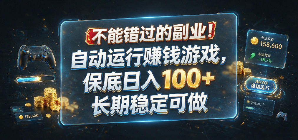不能错过的副业!自动运行賺钱游戏,保底日入100+,长期稳定可做【揭秘】-齐力副业