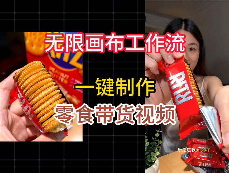 无限画布工作流一键制作零食带货视频,操作简单实操教学插图 无限画布工作流一键制作零食带货视频,操作简单实操教学插图