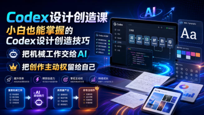 Codex设计创造课,小白也能掌握的Codex设计创造技巧,把机械工作交给AI,把创作主动权留给自己-齐力副业