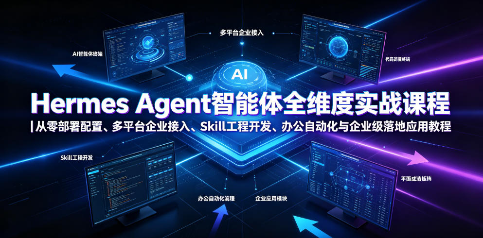 Hermes Agent智能体全维度实战课程|从零部署配置、多平台企业接入、Skill工程开发、办公自动化与企业级落地应用教程-齐力副业