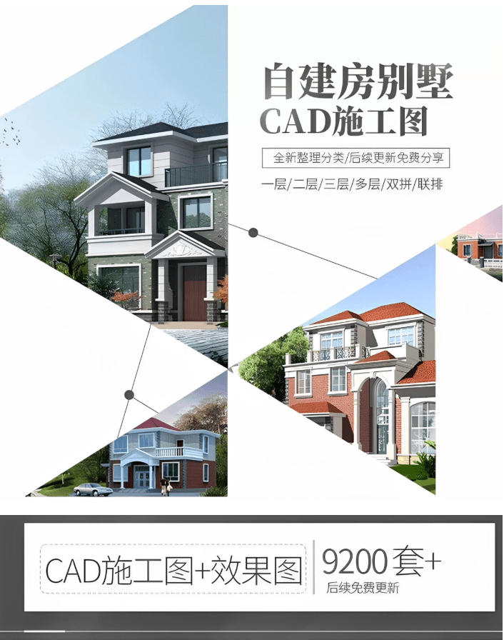 付费购买素材！2026新整理新农村自建房设计图，图纸CAD施工图合集，超18700+套，自建房屋图纸插图1