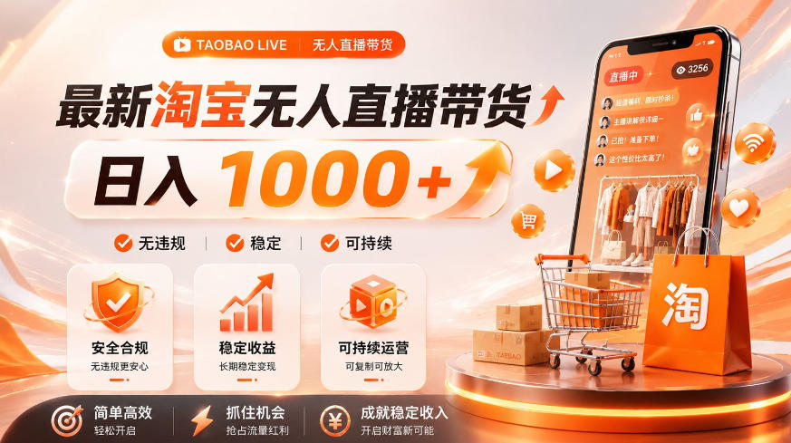 拒绝死工资!淘宝无人直播,让你睡觉都在进账,单设备日入1k+普通人的变现蓝海【揭秘】-齐力副业