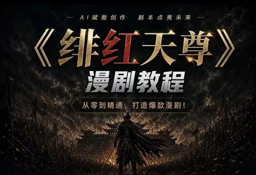 绯红天尊AI漫剧系统教程｜从零入门到精通，工具运用+剧本创作+爆款逻辑+提示词素材+镜头剪辑，全套爆款漫剧落地实战课-齐力副业