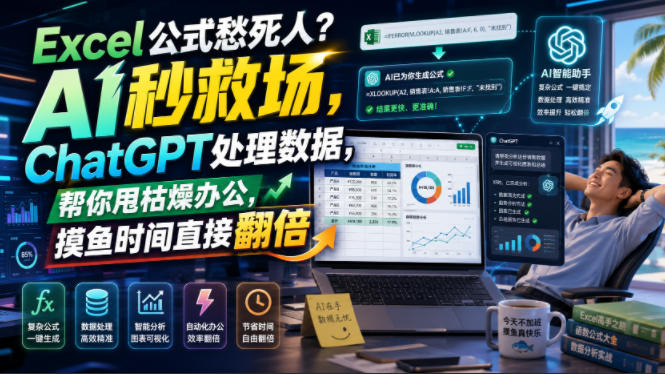 Excel公式愁死人?AI秒救场,ChatGPT处理数据,帮你甩枯燥办公,摸鱼时间直接翻倍【原创双语字幕】-齐力副业