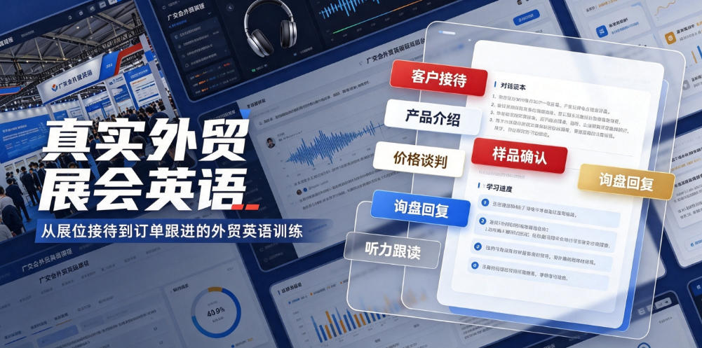 真实外贸展会英语,广交会外贸口语听力突击课程【音频】-齐力副业