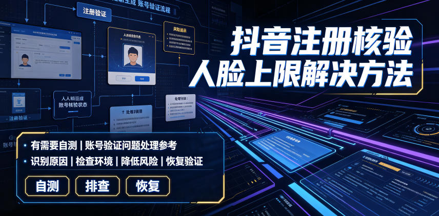 抖音注册核验人脸上限解决方法,有需要自测-齐力副业