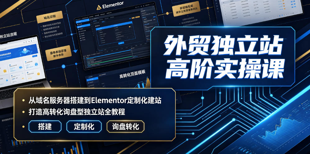 外贸独立站高阶实操课|从域名服务器搭建到Elementor定制化建站,打造高转化询盘型独立站全教程插图 外贸独立站高阶实操课|从域名服务器搭建到Elementor定制化建站,打造高转化询盘型独立站全教程插图