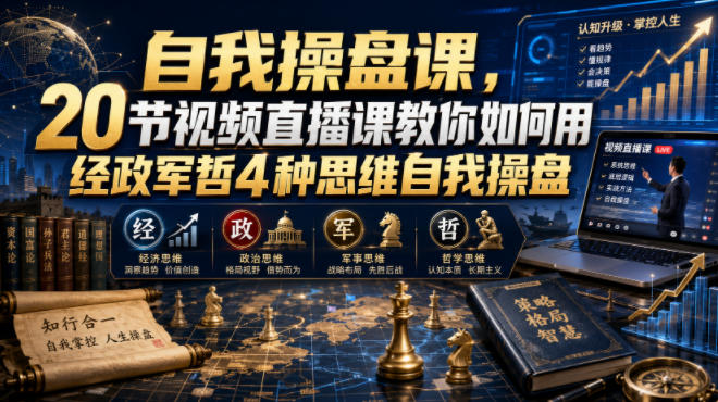 自我操盘课，20节视频直播课教你如何用经政军哲4种思维自我操盘-齐力副业