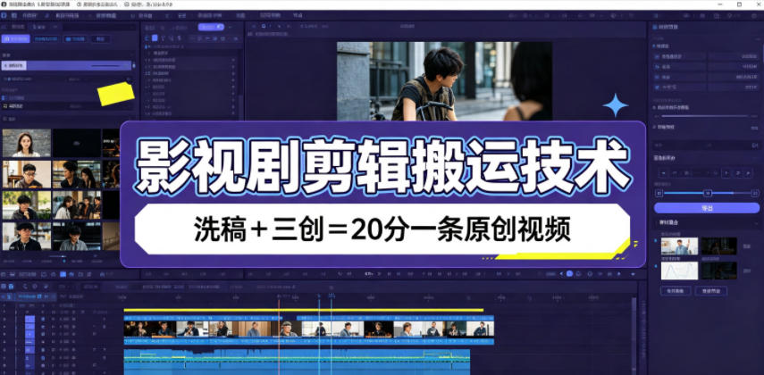 影视剧剪辑搬运技术,洗稿+三创=20分一条原创视频-齐力副业