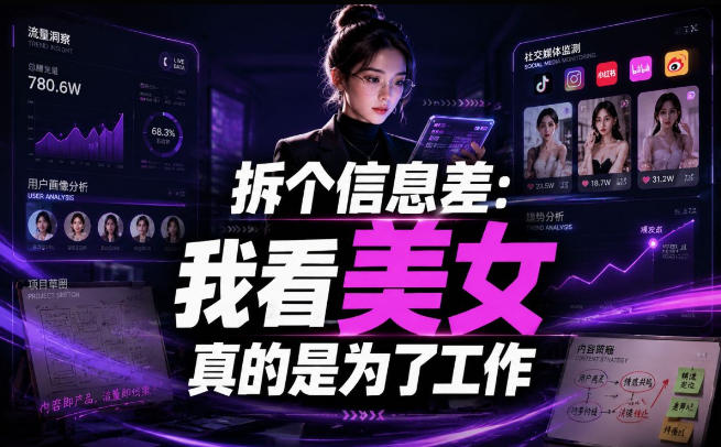 【理直气壮】我给看美女找了一个非常恰当的理由,信息差项目-齐力副业