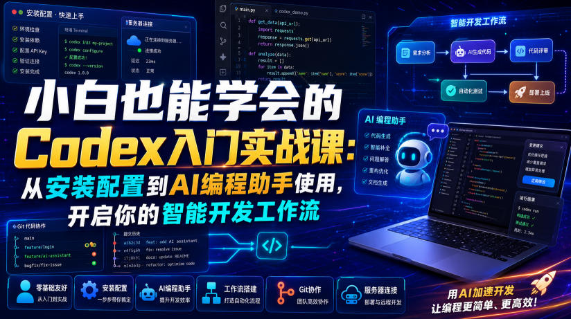 小白也能学会的Codex入门实战课:从安装配置到AI编程助手使用,开启你的智能开发工作流-齐力副业