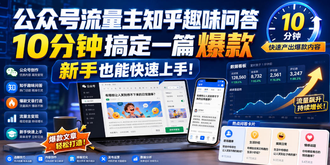 公众号流量主知乎趣味问答,10分钟搞定一篇爆款,新手也能快速上手!-齐力副业