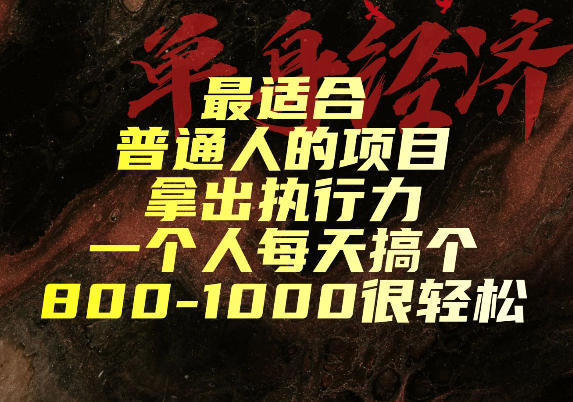 最适合普通人的项目，拿出执行力一个人每天搞个800-1k很轻松【揭秘】-齐力副业