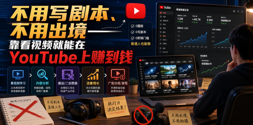 不用写剧本、不用出境——靠看视频就能在YouTube上賺到钱【原创双语字幕】-齐力副业