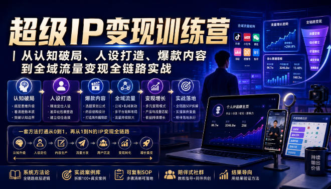 超级IP变现训练营｜从认知破局、人设打造、爆款内容到全域流量变现全链路实战-齐力副业