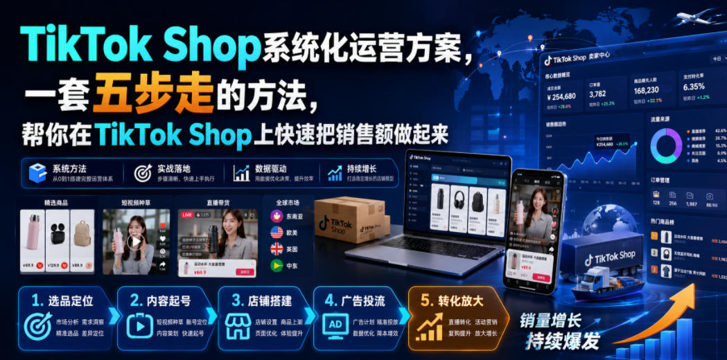 TikTok Shop系统化运营方案,一套五步走的方法,帮你在TikTok Shop上快速把销售额做起来【原创双语字幕】-齐力副业