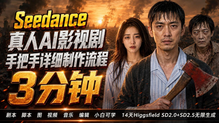 3分钟真人AI影视剧怎么做?SD 2.0手把手完整制作流程|Higgsfield 14天SD 2.0/2.5无限生成-齐力副业
