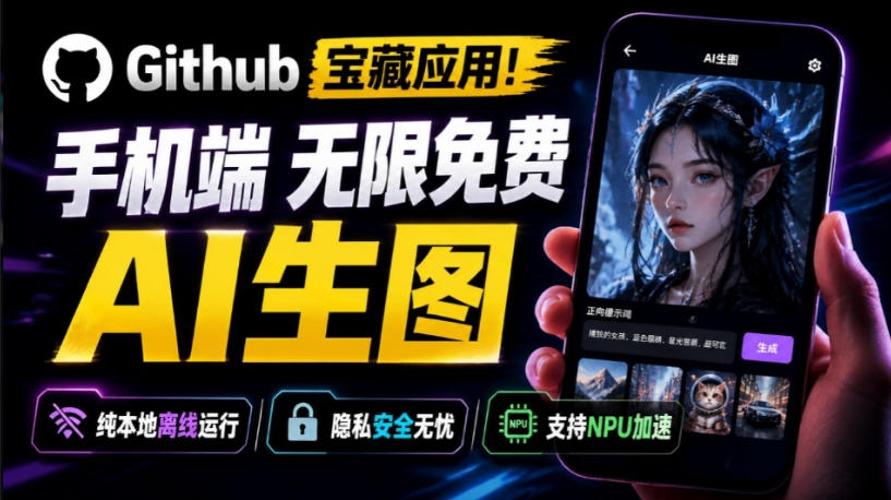 Github宝藏应用!手机端无限免费AI生图,纯本地离线运行,支持NPU加速斩获3.1k stars,local-dream-齐力副业