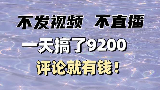（14018期）不发作品不直播，评论就有钱，一条最高10块，一天搞了9200-齐力副业