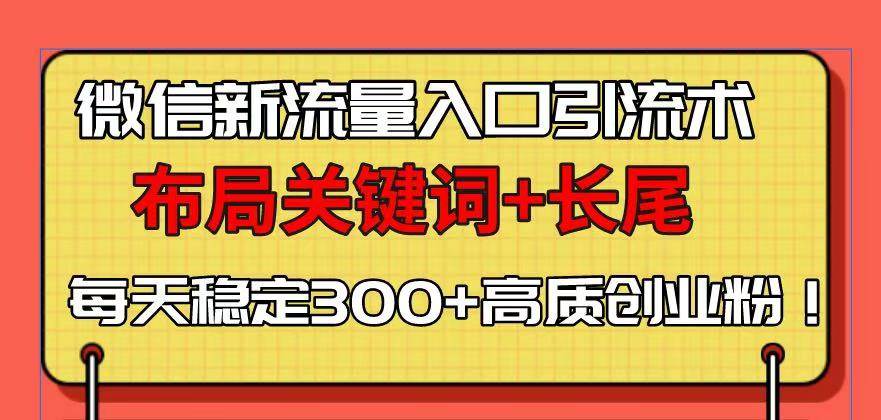 （13897期）微信新流量入口引流术，布局关键词+长尾，每天稳定300+高质创业粉！-齐力副业