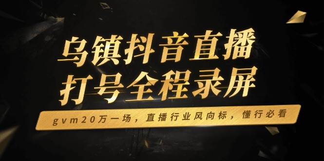 （14014期）乌镇抖音直播打号全程录屏，gvm20万一场，直播行业风向标，懂行必看-齐力副业