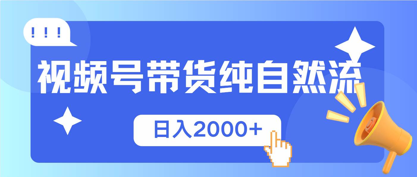 （13998期）视频号带货，纯自然流，起号简单，爆率高轻松日入2000+-齐力副业