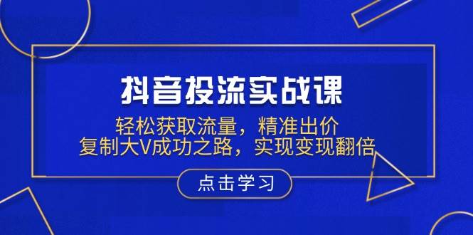（13954期）抖音投流实战课，轻松获取流量，精准出价，复制大V成功之路，实现变现翻倍-齐力副业