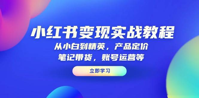 （13923期）小红书变现实战教程：从小白到精英，产品定价，笔记带货，账号运营等-齐力副业