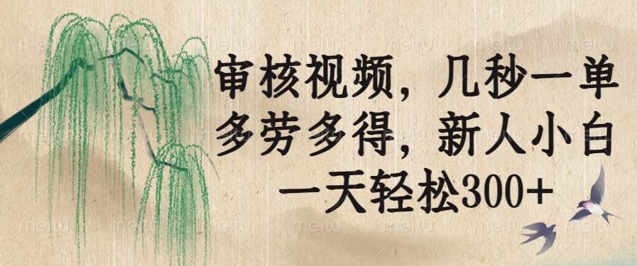 （14202期）审核视频，几秒一单，多劳多得，新人小白一天轻松300+-齐力副业