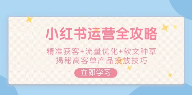 （14207期）小红书运营全攻略，精准获客+流量优化+软文种草，揭秘高客单产品投放技巧-齐力副业