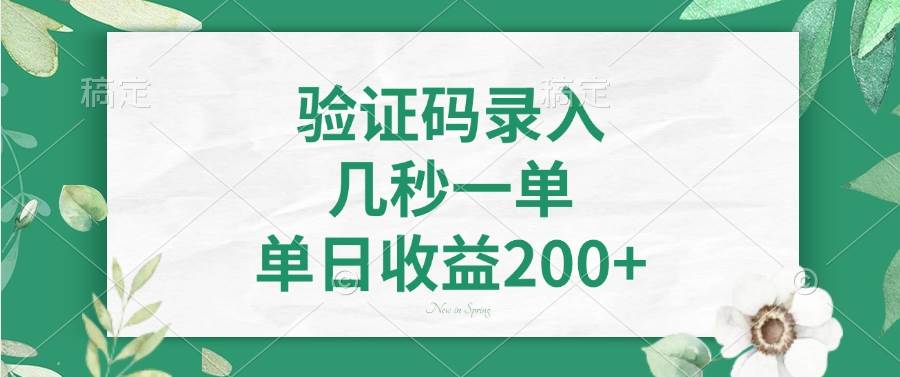 （14221期）验证码录入，几秒一单，单日收益200+-齐力副业