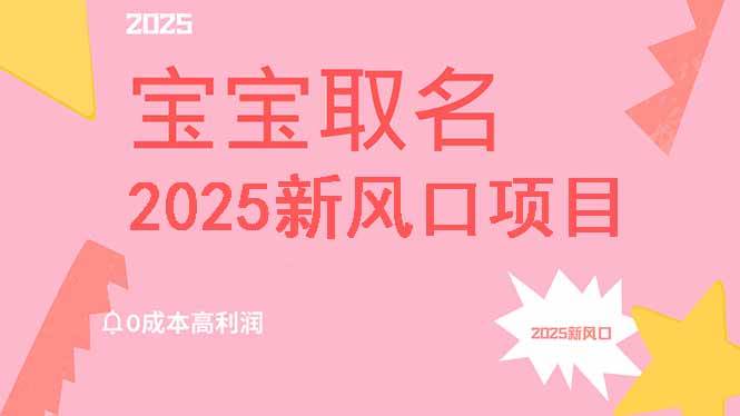 （14593期）2025新风口项目宝宝取名，0成本高利润，附保姆级教程，月入过万不是梦-齐力副业