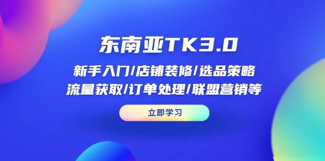 （14208期）东南亚TK3.0：新手入门/店铺装修/选品策略/流量获取/订单处理/联盟营销等-齐力副业