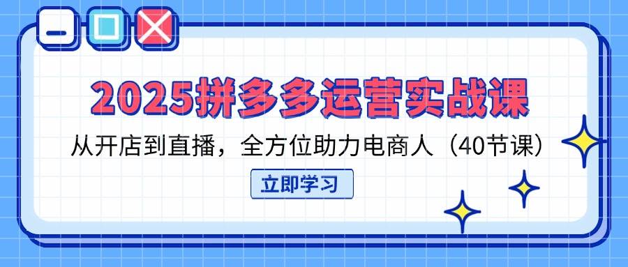 （14259期）2025拼多多运营实战课，从开店到直播，全方位助力电商人（40节课）-齐力副业