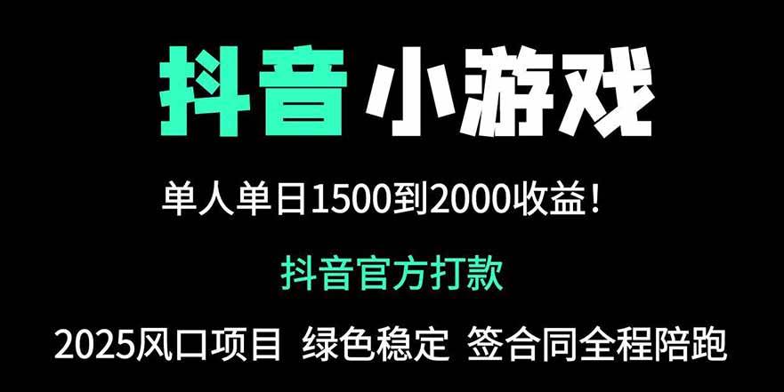 （14527期）抖音官方小游戏2025全网最新玩法，暴利赚钱项目，单机日入2000+，绝不…-齐力副业