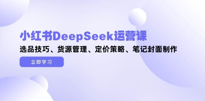 （14748期）小红书DeepSeek运营课，选品技巧、货源管理、定价策略、笔记封面制作-齐力副业