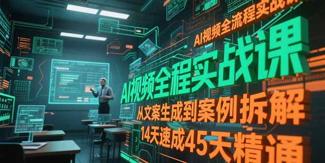 （15172期）AI视频全流程实战课，从文案生成到案例拆解，14天速成45天精通-齐力副业