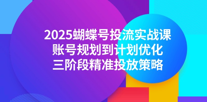 （14987期）2025蝴蝶号投流实战课，账号规划到计划优化，三阶段精准投放策略-齐力副业
