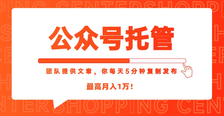 （15109期）【公众号托管 】我提供文章，你每天５分钟复制发布，最高月入1W-齐力副业