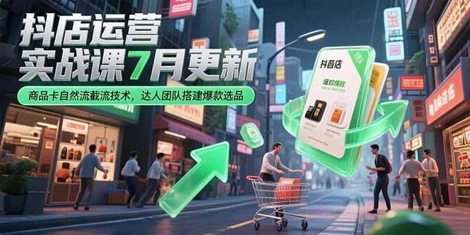 (15329期)抖店运营实战课7月更新,商品卡自然流截流技术,达人团队搭建爆款选品-齐力副业