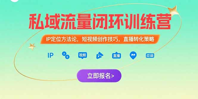 （15396期）私域流量闭环训练营：IP定位方法论，短视频创作技巧，直播转化策略-齐力副业