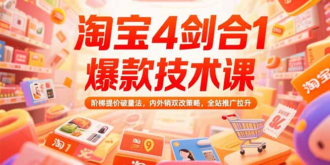 （15415期）淘宝4剑合1爆款技术课73期：阶梯提价破量法，内外销双改策略 全站推广拉升-齐力副业