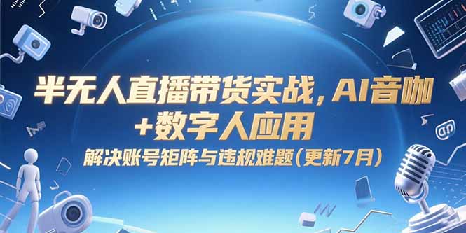 （15280期）半无人直播带货实战，AI音咖+数字人应用 解决账号矩阵与违规难题(更新7月)-齐力副业