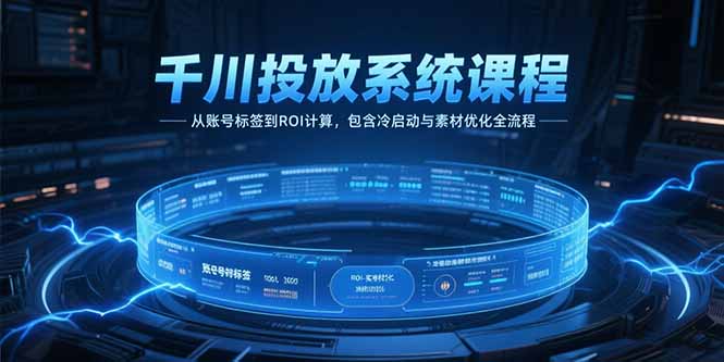 （15263期）千川投放系统课程，从账号标签到ROI计算，包含冷启动与素材优化全流程-齐力副业