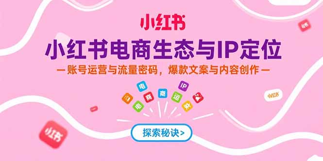 （15350期）小红书电商生态与IP定位，账号运营与流量密码，爆款文案与内容创作-齐力副业
