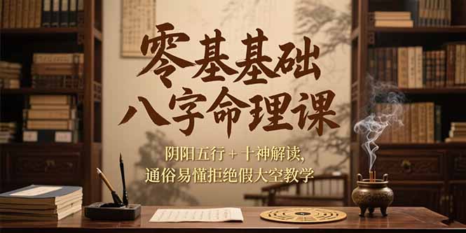 （15283期）零基础八字命理课，阴阳五行+十神解读，通俗易懂拒绝假大空教学-齐力副业